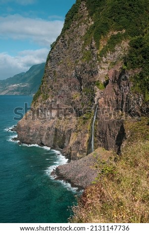 Famous waterfall in Madeira Island named 
