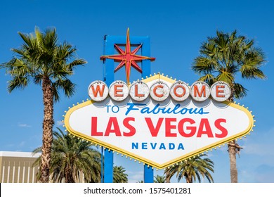 The famous Welcome To Las Vegas sign at the entrance to Las Vegas, Nevada.
