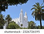Famous white Art Deco "Sacred Heart Cathedral" in the city centre of Casablanca, Morocco