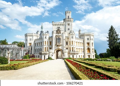 Famous white castle Hluboka nad Vltavou Czech Republic