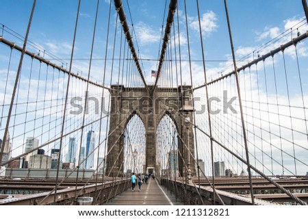 Famouse Brooklyn Bridge Walk heading to Manhattan in New York City, United States of America