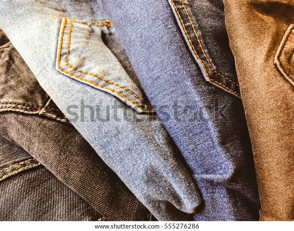 Fan Stack Different Colorful Jeans Pants Stock Photo 555276286 |  Shutterstock