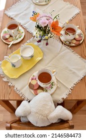 Fancy Afternoon Spring Tea Party With Cookies And Fancy Tea Cups