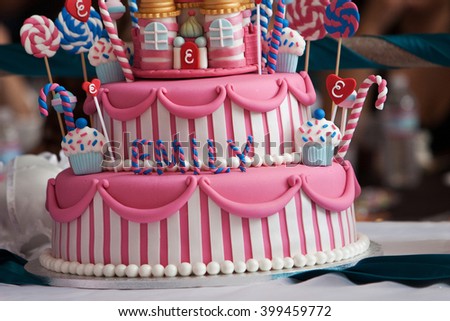 Fancy Birthday Cake Candyland Theme Three Stock Photo Edit Now