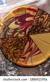 Fancy Dessert Cheesecake Sampler Party Wheel With Tinsel Decoration