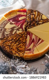 Fancy Dessert Cheesecake Sampler Party Wheel With Tinsel Decoration