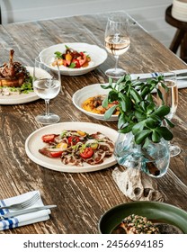 A fancy dining table set up.