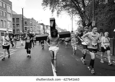 Fancy Dress Runner Running The London Marathon 2017