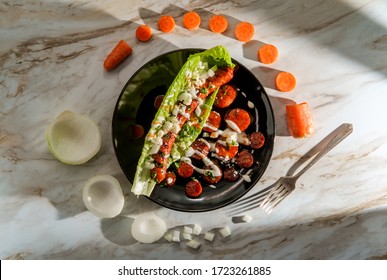 Fancy Gourmet Gluten-free Lettuce Wrap Hot Dog With Carrots