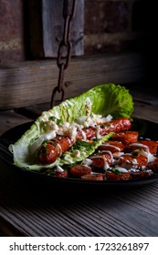 Fancy Gourmet Gluten-free Lettuce Wrap Hot Dog With Sliced Carrots