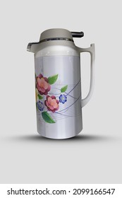 Fancy Gray Floral Thermos Is Good For Warm- Cold Water Or Tea.