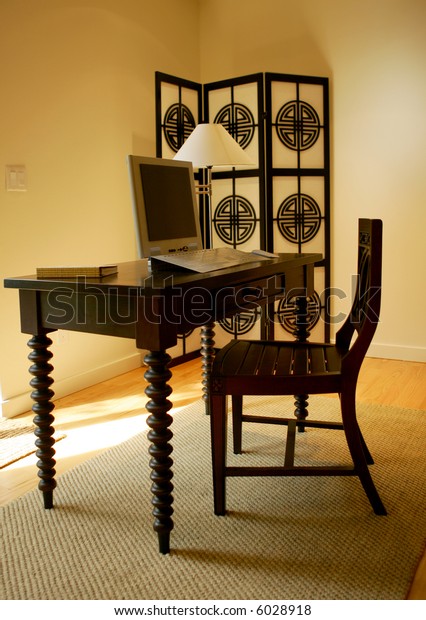 Fancy Office Desk Oriental Screen Stock Photo Edit Now 6028918