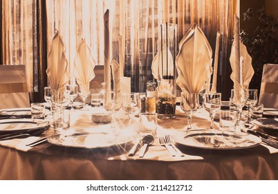 Fancy Restaurant Table In Bright Sunlight