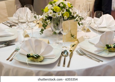 Fancy Table Set For A Wedding Dinner