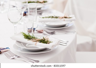 Fancy Table Set For A Wedding Dinner