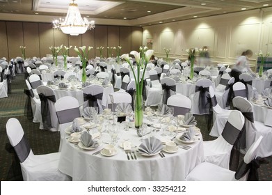 Fancy Wedding Reception Area Ready For Guests And The Party