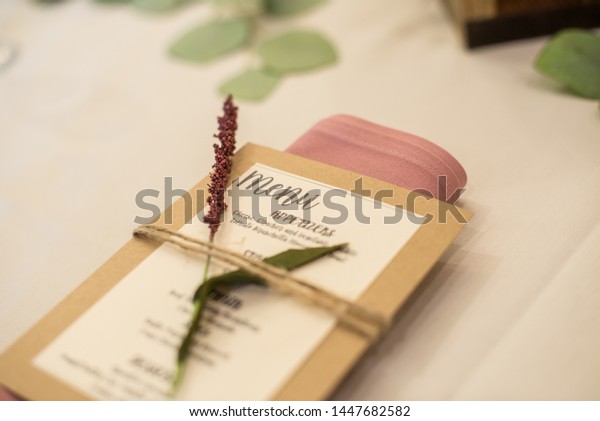 Fancy Wedding Reception Food Menu Wrapped Stock Photo Edit Now