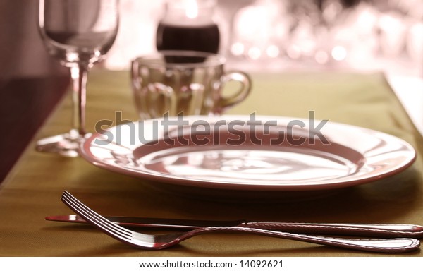 Fancy Wedding Table Place Setting Warm Stock Photo (Edit Now) 14092621