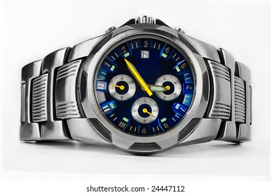 Fancy Wrist Watch On White Background