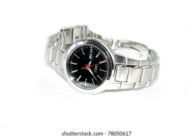 Fancy Wrist Watch On White Background