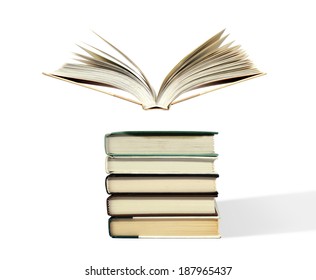 Fanned Book Floating Above Stack