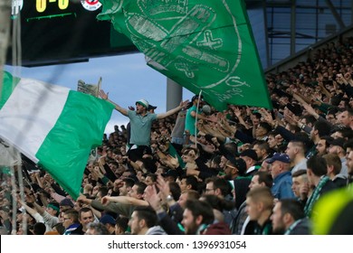 Fans Of ASSE During The French Championship L1 Football Match Between AS Saint Etienne And Montpellier HSC On May 10, 2019 At Geoffroy-Guichard Stadium In Saint Etienne, France 