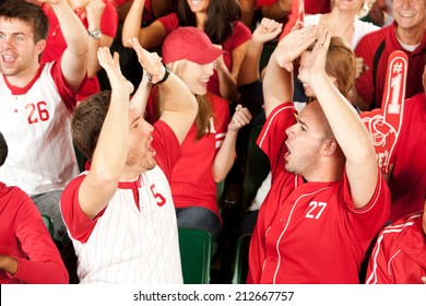 Fans: Baseball Fans Do High Five After Home Run