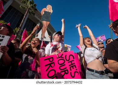 Fans Celebrate Following A Court Decision Ending Britney Spears’ Conservatorship Outside The Stanley Mosk Courthouse In Los Angeles, Friday, Nov. 12, 2021. 