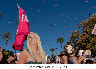 Fans Celebrate Following A Court Decision Ending Britney Spears’ Conservatorship Outside The Stanley Mosk Courthouse In Los Angeles, Friday, Nov. 12, 2021. 