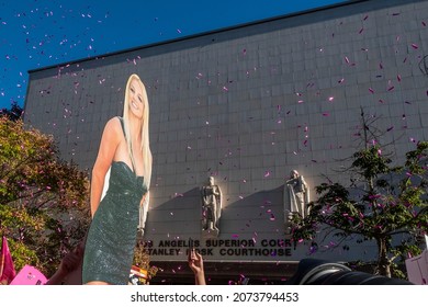 Fans Celebrate Following A Court Decision Ending Britney Spears’ Conservatorship Outside The Stanley Mosk Courthouse In Los Angeles, Friday, Nov. 12, 2021. 