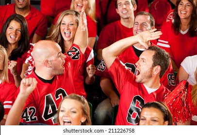 Fans: Friends Give High Five When Team Scores Touchdown