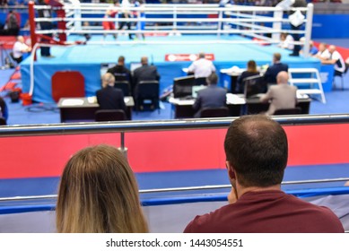 Fans Look At The Podium On The Boxing Match.