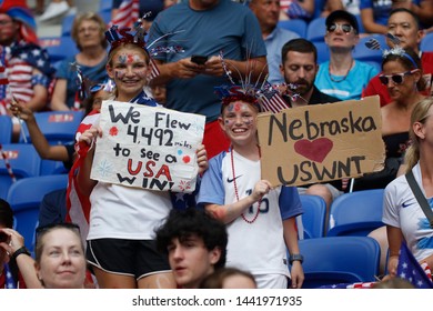 Fans Of USA During The FIFA Women's World Cup France 2019, Semi-final Football Match Vs England And USA On July 2,2019 Groupama Stadium Lyon France