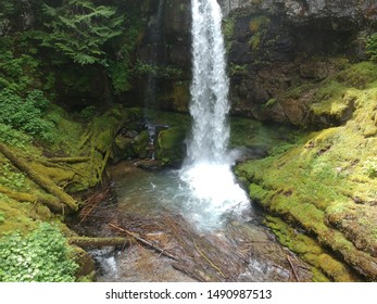 Fantastic Aerial Shots Of Roaring Creek Falls In The Stampede Pass Area Of Washington State