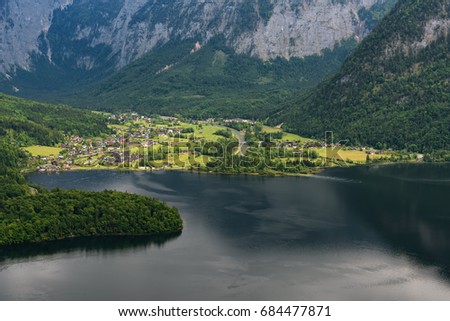 Similar – Image, Stock Photo Panorama over Lake Hallstatt