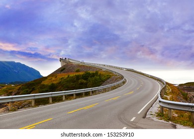 Fantastic bridge through fjord on the Atlantic road in Norway - travel background - Powered by Shutterstock
