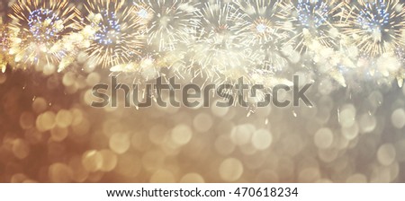 Fantastic colorful fireworks with  copyspace. Background for New Year, Independence Day or other celebrations