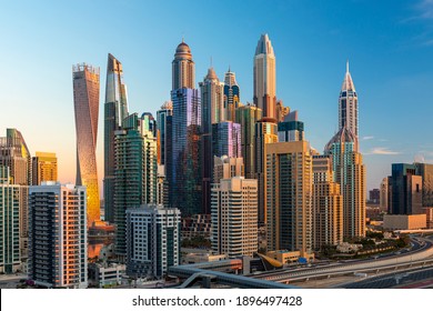 Fantastic Dubai Marina skyscrapers at sunrise, United Arab Emirates - Shutterstock ID 1896497428