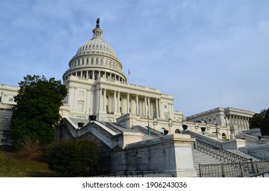 Fantastic Look Up The Steps Of The US Capitol Building.