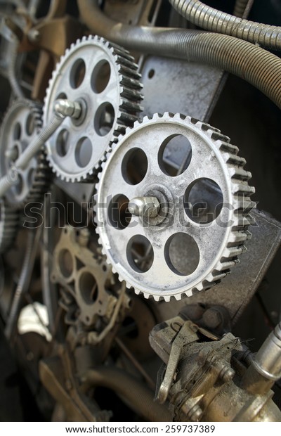 The fantastic mechanism of a steam-engine in style\
of the steam punk