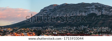 Fantastic Montgo mountain in Denia sunset view Foto stock © 