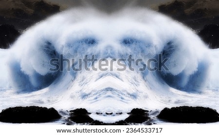 Fantastic sea foam animals,  geometric composition of Wave crashing,  