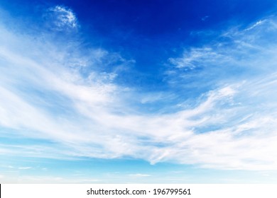 Fantastic Soft White Clouds Against Blue Sky