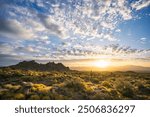 Fantastic sunrise illuminates the Sonoran Desert landscape of the McDowell Sonoran Preserve