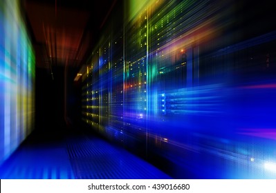 fantastic view of mainframe in the data center row