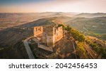 Fantastic View of Mazzarino Medieval Castle at Sunrise, Caltanissetta, Sicily, Italy, Europe