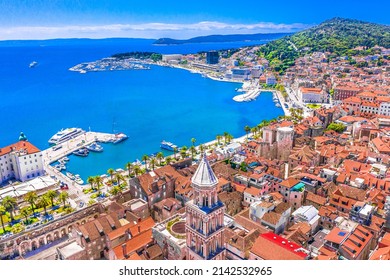 Fantastic view over Split town, UNESCO, Croatia landmarks.