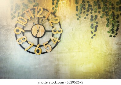 fantasy clock,Classic round wall clock on the wall background.