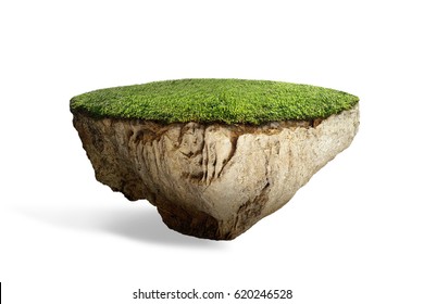 fantasy floating island with natural grass field on the rock, surreal float landscape with paradise concept - Shutterstock ID 620246528