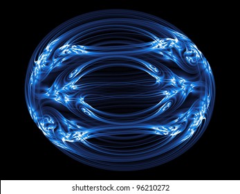 Fantasy fractal computer generated image reminding a magnetic field inside an egg-shaped container.